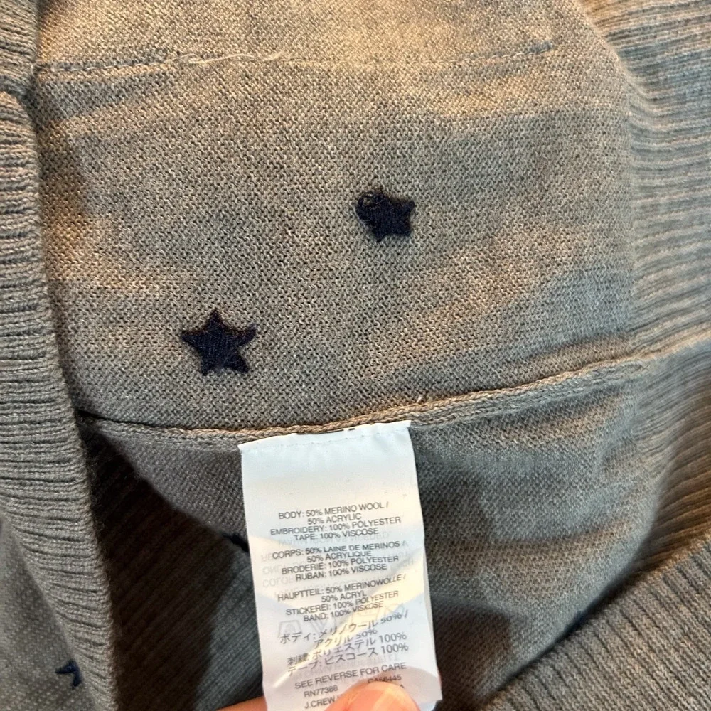 J.Crew Cardigan Small Harlow Star Blue Cardigan Merino Wool Blend Pocket Sweater